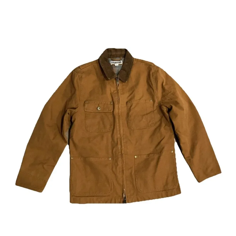 J‎ Crew Wallace Barnes Utility Jacket Mens S Brown Duck Canvas Corduroy Collar